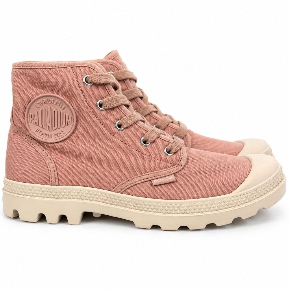Palladium Womens 9 Pampa Hi Pink Canvas High Top Boots Lug Sole 92352-663-M